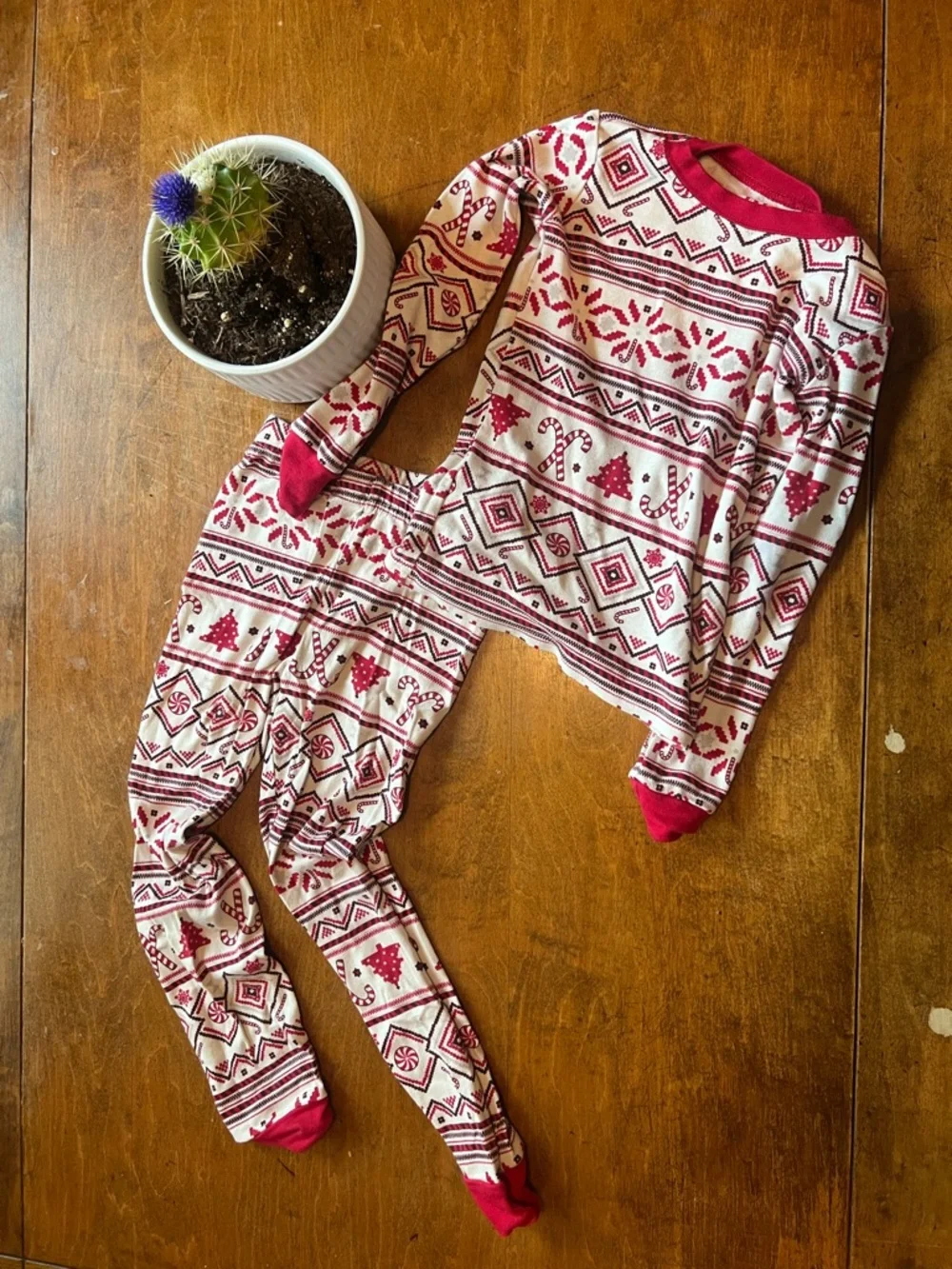 The Children’s Place Christmas Pajama Set Size 6 Red Fair Isle Holiday PJ Set